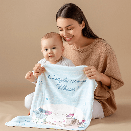 [099259-11] Бебешко плюшено одеяло - Синьо мече