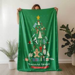 [099146/7-36] Плюшено одеяло "Коледна елха"