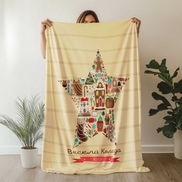 [099146/7-35] Плюшено одеяло "Коледна звезда"