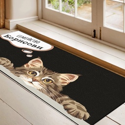 [099221-19] Изтривалка за врата с НАДПИС - Дизайн "Котка" - Голяма