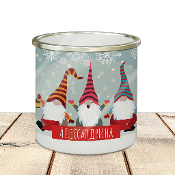 [099212-34] Емайлирано канче с надпис &quot;Веселите гноми&quot;