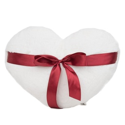 [092035/092036] Бяло плюшено сърце с елегантна панделка І 2 цвята