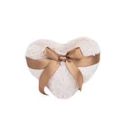 [092030/092033] Бяло плюшено сърце със златиста панделка І 2 размера