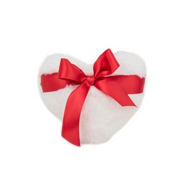 [092029/092032] Бяло плюшено сърце с червена панделка І 2 размера
