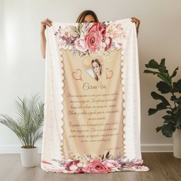 [099146/7-41] Плюшено одеяло с Любовно послание и Снимка