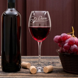 [099422-3] Чаша за вино с Име - Сърца