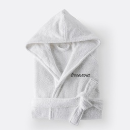 [099177-W-5] Персонализиран Халат за Баня - Име - Бял