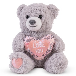 [013139/013141] Сиво плюшено мече със сърце "LOVE YOU" І 2 размера