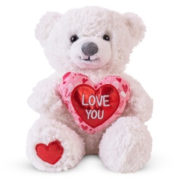 [013138/013140] Бяло плюшено мече със сърце "LOVE YOU" І 2 размера