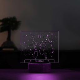 [099199-10] 3D лед лампа - Зодия Телец (6 цвята)