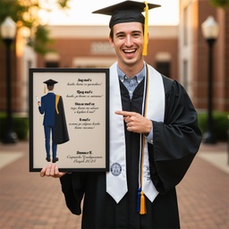 [099426-1-BK-М] Персонализирана картина за момче абитуриент и абсолвент