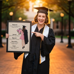 [099426-1-BK-W] Персонализирана картина за момиче абитуриент и абсолвент