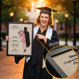 [099426-1-BK-W] Персонализирана картина за момиче абитуриент и абсолвент