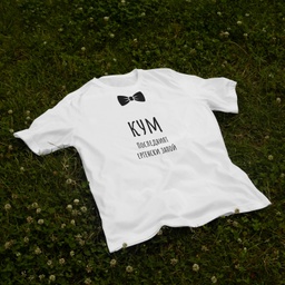 [1290012/F290013-7-15] Бяла тениска за Ергенско парти – С папионка (Oversize)