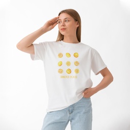 [1290012/F290013-7-19] Бяла тениска - Лимонов разкош (Oversize)
