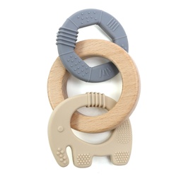 [097404/5/6/7] Силиконова гризалка с дървен ринг-Мравояд І 4 цвята