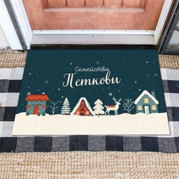 [MAT001-28] Изтривалка за врата с НАДПИС - Дизайн &quot;Зимна нощ&quot;