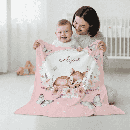 [099259-46] Персонализирано бебешко плюшено одеяло &quot;Нежна сърничка&quot;