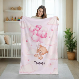[099259/146/7-49] Персонализирано плюшено одеяло &quot;Мече с балони&quot;