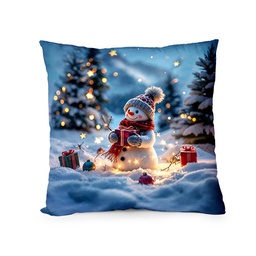[095719] Декоративна възглавница „Снежен човек под звездите“