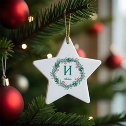 [099414/099418-4] Персонализирана Коледна Играчка за Елха "Коледен Венец" - Звезда