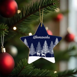 [099414/099418-1] Персонализирана Коледна Играчка за Елха "Зимна Нощ" - Звезда