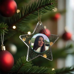 [099414/099418-5] Персонализирана Коледна Играчка за Елха "Зимна приказка" със Снимка - Звезда