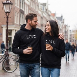 [0PS0100-10] Персонализирано Худи за Двойки - LOVE с имена