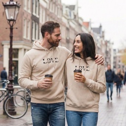 [0PS0100-10] Персонализирано Худи за Двойки - LOVE с имена