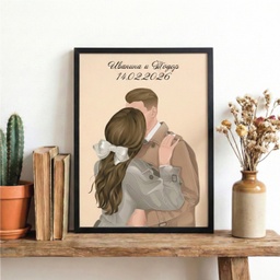 [099426-1-BK-8] Персонализирана картина за двойки "Целувка"