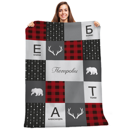 [099146/7-3-1] Плюшено одеяло – Каре с четири имена