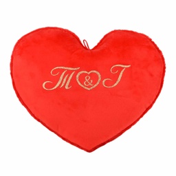 [099154] Червено сърце-възглавничка за Св.Валентин с ваши инициали със златен глитер