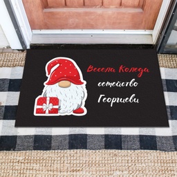 [MAT001-14] Изтривалка за врата с НАДПИС - Дизайн &quot;Джуджето на Дядо Коледа&quot;
