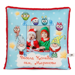 [099126-1] Коледна възглавница с ваша Снимка и Надпис